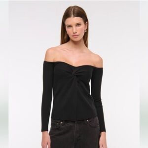 Abercrombie & Fitch Off-Shoulder Twist Knit Sweater Top - NWT, Sz SMALL